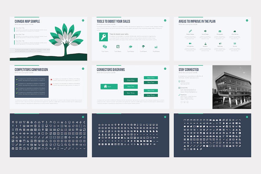 扁平化国外商业公司介绍业务展示PPT模板 - 顶尖PPT