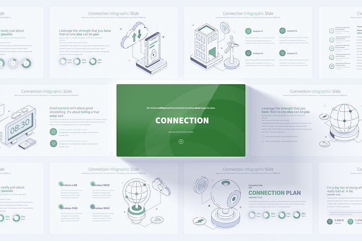 网络连接插画图形PPT模板 - 顶尖PPT