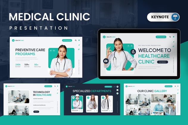 保健医疗诊所keynote模板 - 顶尖PPT