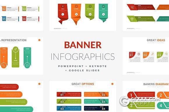 20页标题横幅信息图表keynote模板 - 顶尖PPT
