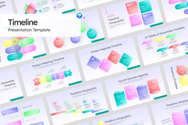 质感玻璃形态时间轴图形keynote模板 - 顶尖PPT