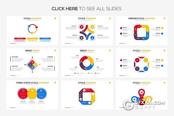 69页圆形环绕信息图形图表PPT模板 - 顶尖PPT