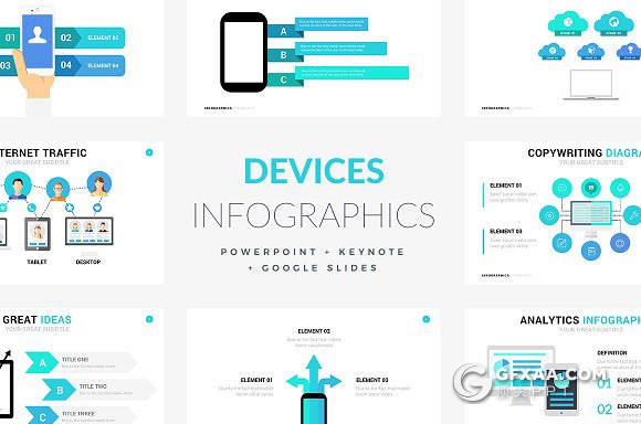 16页互联网设备信息图表展示keynote模板 - 顶尖PPT