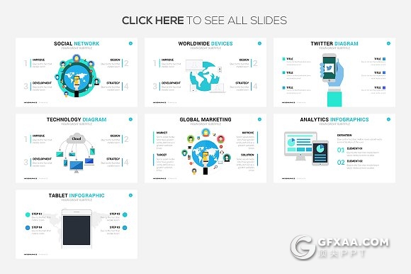16页互联网设备信息图表展示keynote模板 - 顶尖PPT