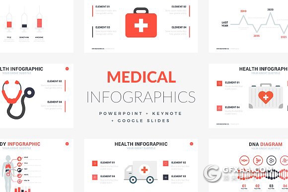 16页医疗信息图形图表keynote模板 - 顶尖PPT