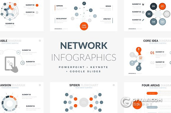 34页互联网络信息图形图表PPT模板 - 顶尖PPT
