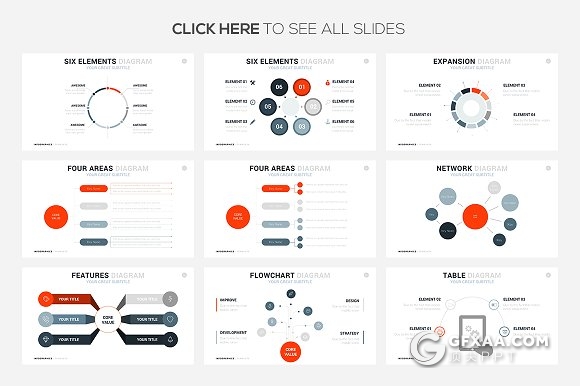 34页互联网络信息图形图表PPT模板 - 顶尖PPT