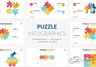 19页创意拼图信息图形图表keynote模板 - 顶尖PPT