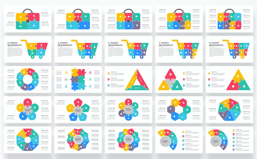 拼图式知识结构展示Keynote模板 - 顶尖PPT