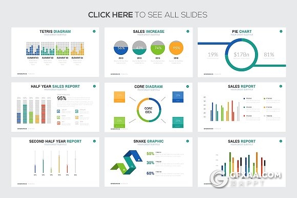 54页统计图表PPT图形图表模板 - 顶尖PPT