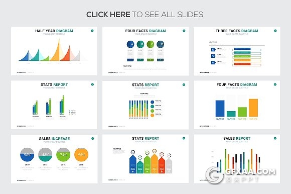 54页统计图表PPT图形图表模板 - 顶尖PPT