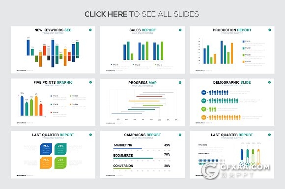 54页统计图表PPT图形图表模板 - 顶尖PPT