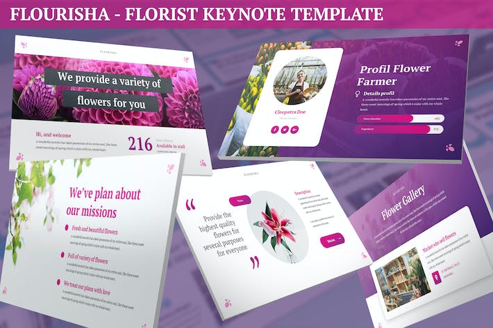 花卉花店经营管理运营策略Keynote模板 - 顶尖PPT