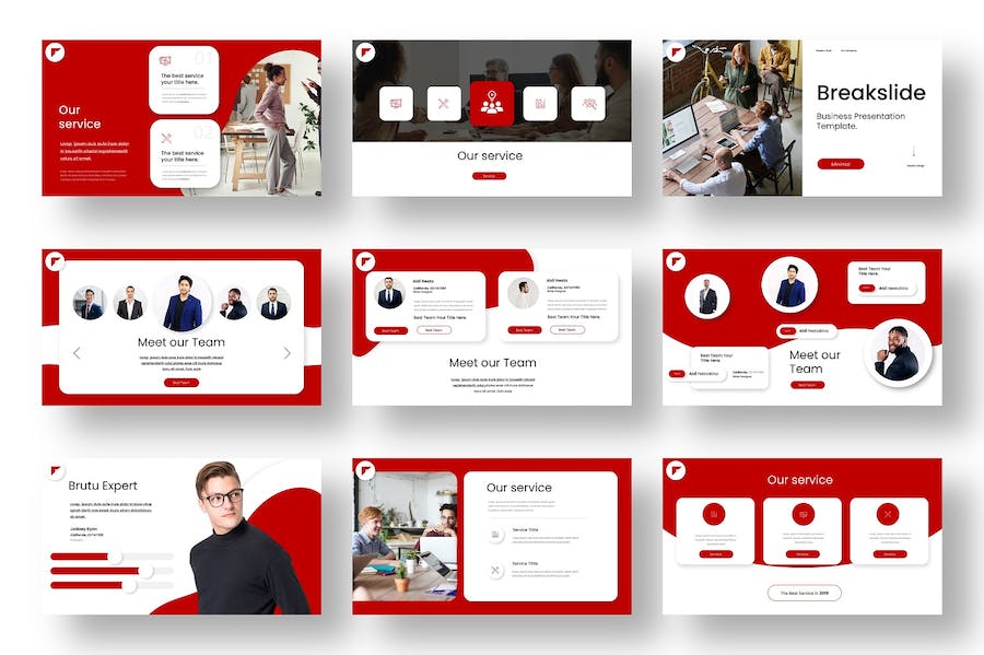 红色商务风格PowerPoint模板 - 顶尖PPT