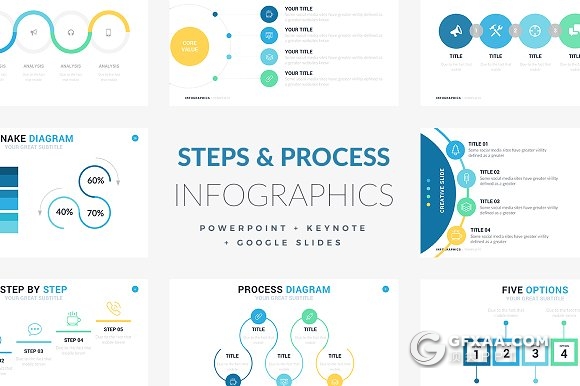 71页过程步骤演示信息图表keynote模板 - 顶尖PPT