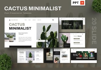 仙人掌极简风格PPT模板 - 顶尖PPT