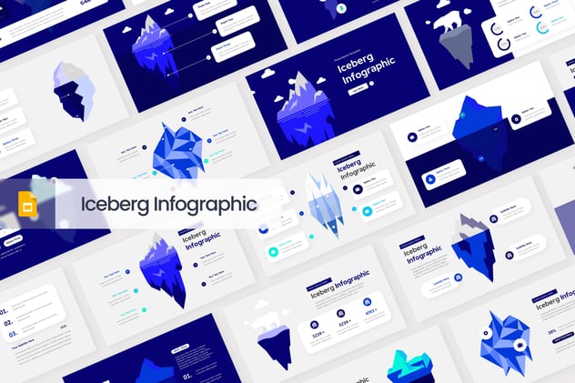深蓝色创意冰山图形PPT模板 - 顶尖PPT