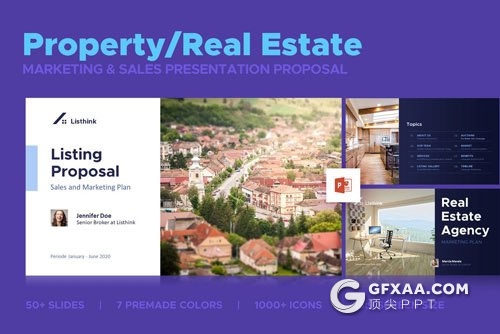56页房地产营销推广PPT模板7种配色主题 - 顶尖PPT