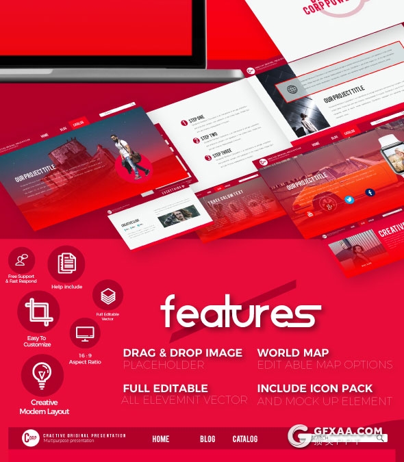 55页大红色集团会议多功能PPT模板 - 顶尖PPT