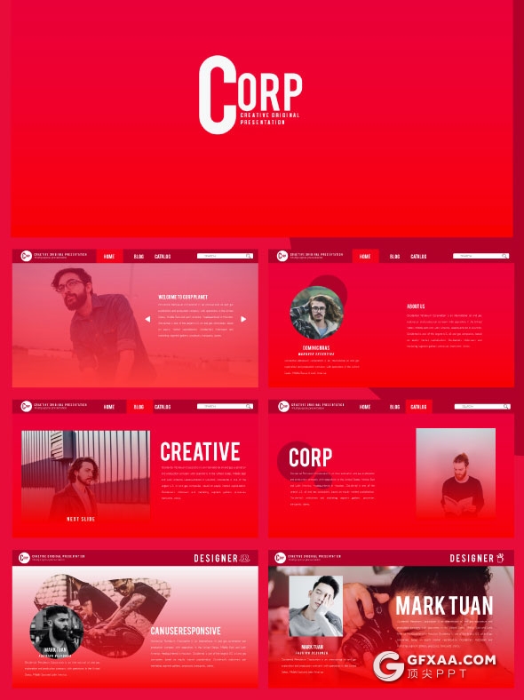 55页大红色集团会议多功能PPT模板 - 顶尖PPT