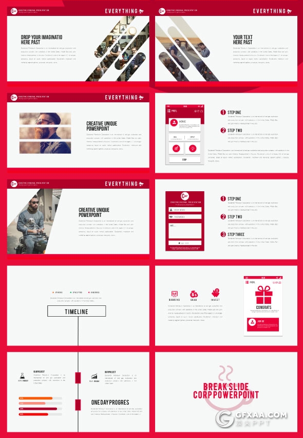 55页大红色集团会议多功能PPT模板 - 顶尖PPT