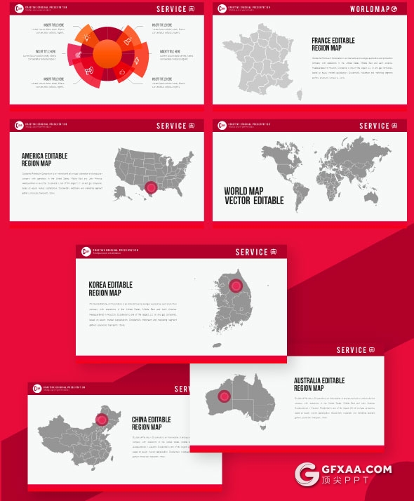 55页大红色集团会议多功能PPT模板 - 顶尖PPT
