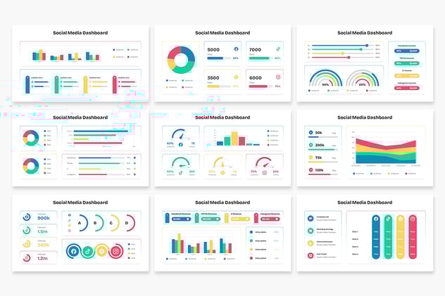 社交媒体平台仪表板数据分析PPT模板 - 顶尖PPT