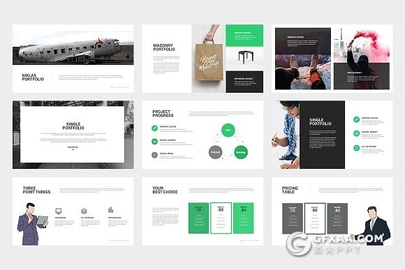 45页矢量卡通商务人物PPT模板6种配色 - 顶尖PPT