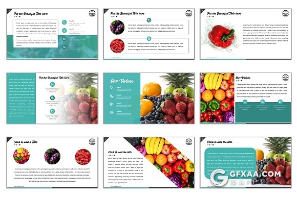 27页食物展示PPT模板60多种XML配色文件 - 顶尖PPT