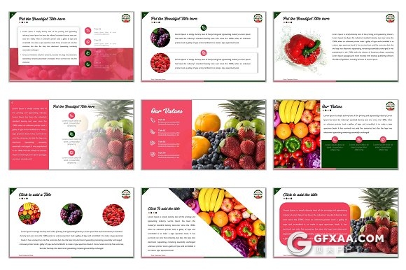 27页食物展示PPT模板60多种XML配色文件 - 顶尖PPT