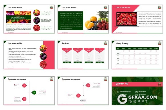 27页食物展示PPT模板60多种XML配色文件 - 顶尖PPT