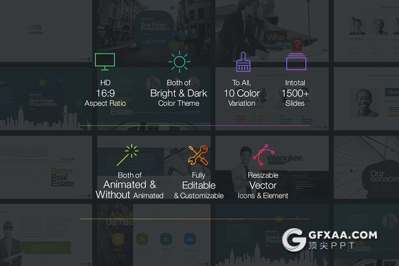 75页房地产建筑行业keynote模板7种配色主题 - 顶尖PPT