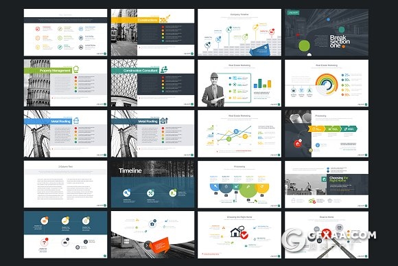 75页房地产建筑行业keynote模板7种配色主题 - 顶尖PPT