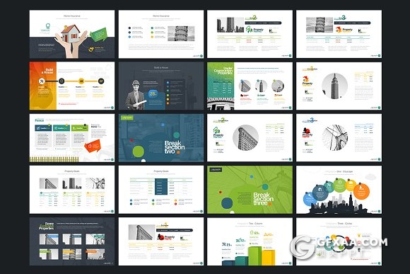 75页房地产建筑行业keynote模板7种配色主题 - 顶尖PPT