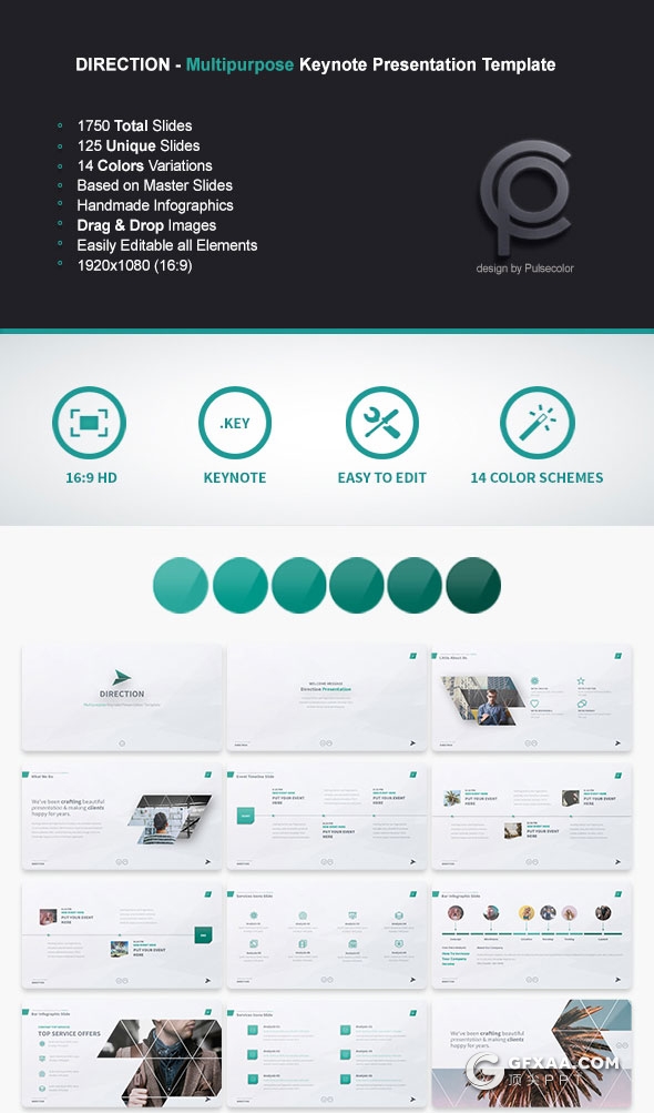 125页精美图形设计商务多用途keynote模板14种配色方案 - 顶尖PPT