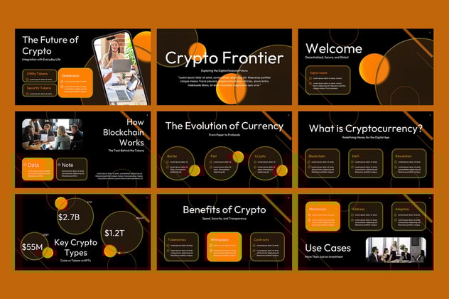 金融科技加密货币行业PPT模板 - 顶尖PPT