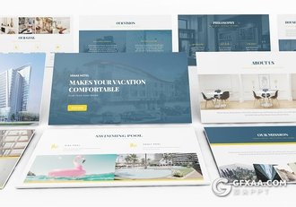 88页度假酒店旅行住宿系列PPT模板 - 顶尖PPT