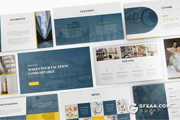 88页度假酒店旅行住宿系列PPT模板 - 顶尖PPT