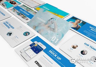 110页游泳业务演示多用途PPT模板 - 顶尖PPT