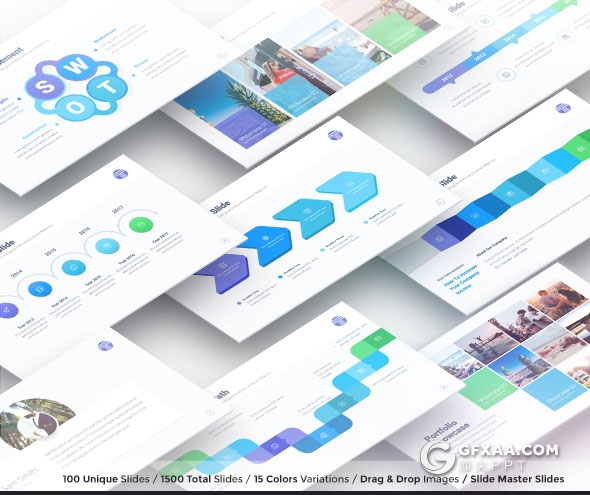 100页15种配色主题精美设计通用PPT模板 - 顶尖PPT