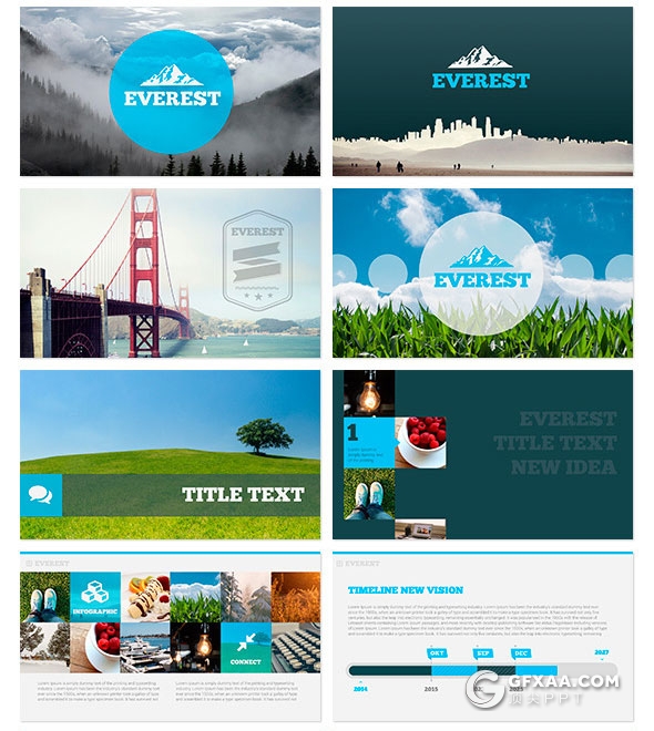 150页商务风格大图形统计汇报keynote模板30种配色 - 顶尖PPT