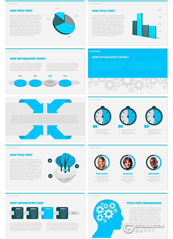 150页商务风格大图形统计汇报keynote模板30种配色 - 顶尖PPT