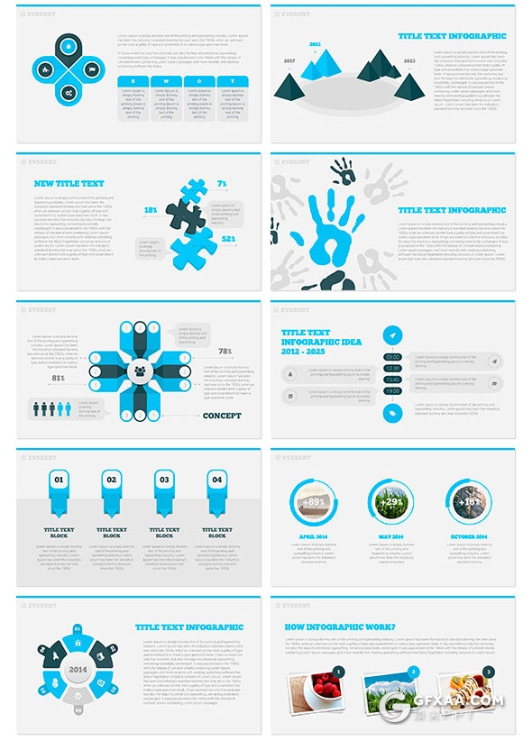 150页商务风格大图形统计汇报keynote模板30种配色 - 顶尖PPT