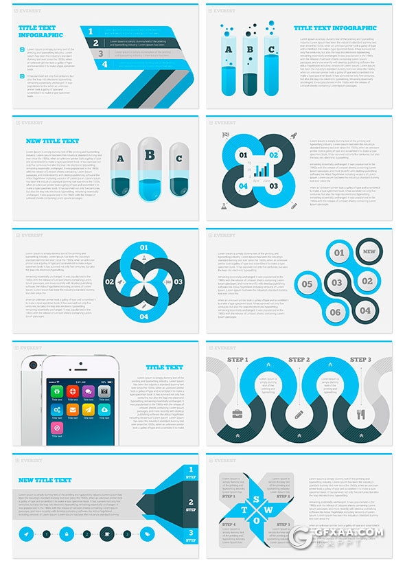 150页商务风格大图形统计汇报keynote模板30种配色 - 顶尖PPT