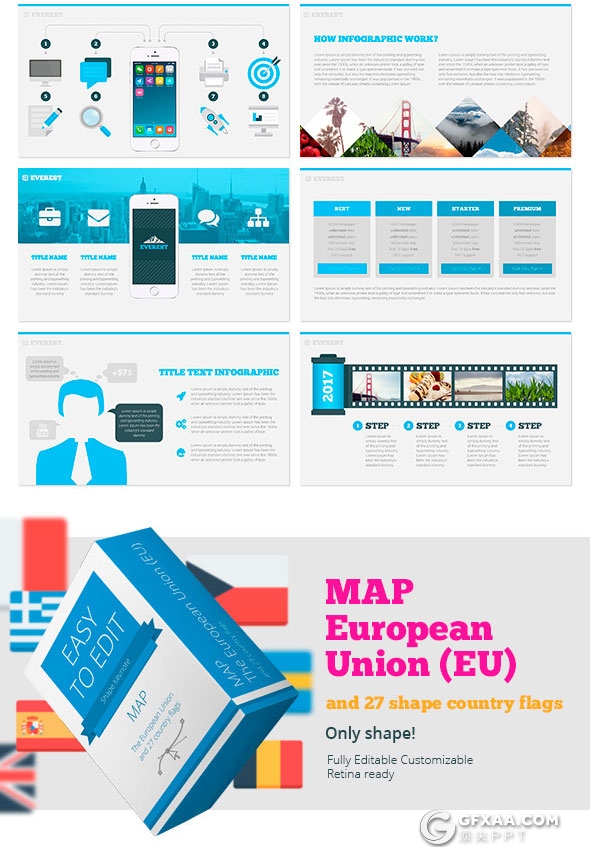150页商务风格大图形统计汇报keynote模板30种配色 - 顶尖PPT