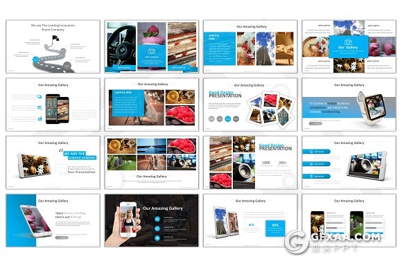 150页创意设计图片作品展示PPT模板 - 顶尖PPT