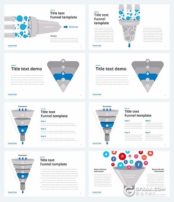 26页漏斗图形锥形图形20种配色keynote模板 - 顶尖PPT