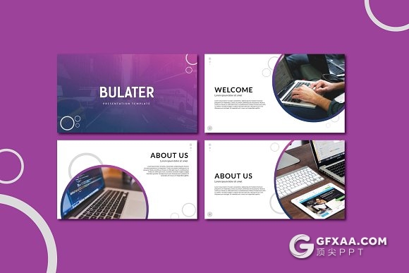 46页紫色创意圆形市场调查分析PPT模板 - 顶尖PPT