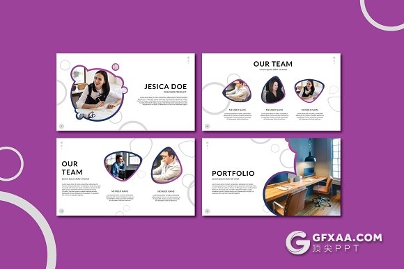 46页紫色创意圆形市场调查分析PPT模板 - 顶尖PPT