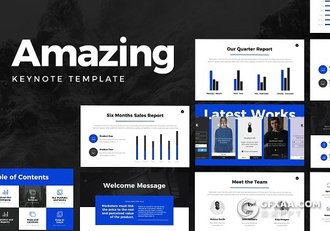 54页蓝色工作计划业务合作keynote模板 - 顶尖PPT